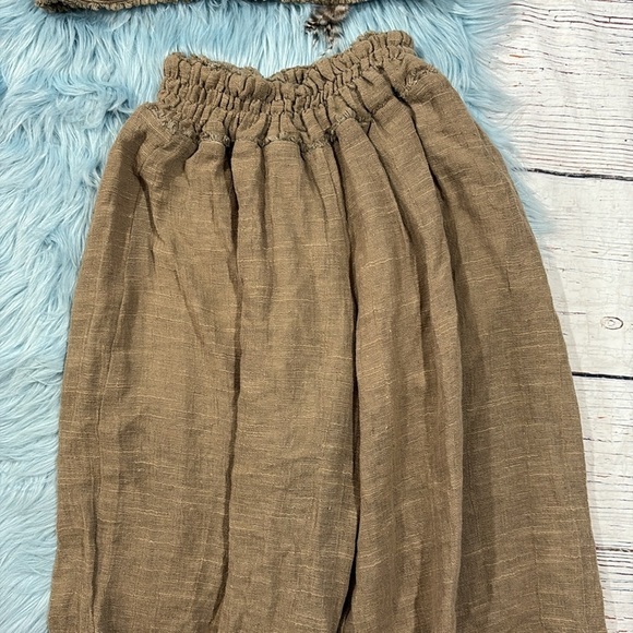 Lace the Label Greek Taupe Gauze Halter Feather Wide Leg Pant Top Set - Picture 7 of 11
